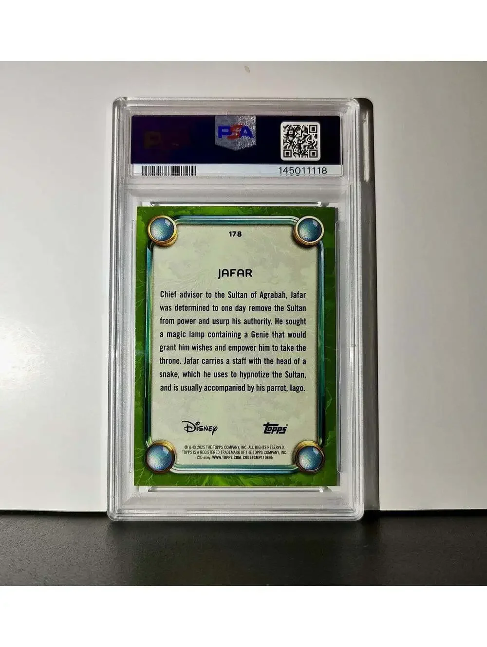 Jafar 2025 Topps Disney Wonder #178 Card Aladdin PSA 9